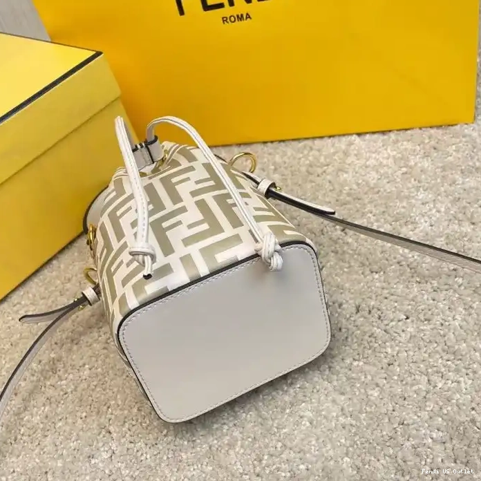 Cheap Calf White In Bag Mini Fendi Bucket Mon FF Motif Leather Tresor 0324 HOT SALE
